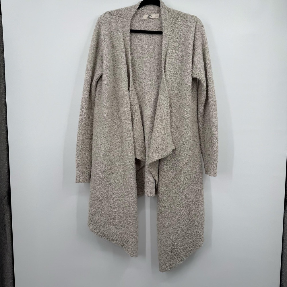 UGG Cardigan Womens Medium Beige‎ Chunky-Knit Open Pockets Relaxed Casual Fall